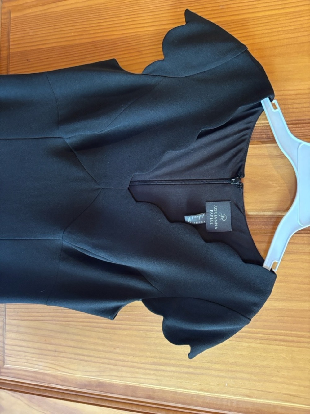 Adrianna Papell Black Scallop Neck Sheath Dress - Picture 6 of 7